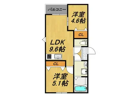 LECOCON半田II(2LDK/1階)の間取り写真