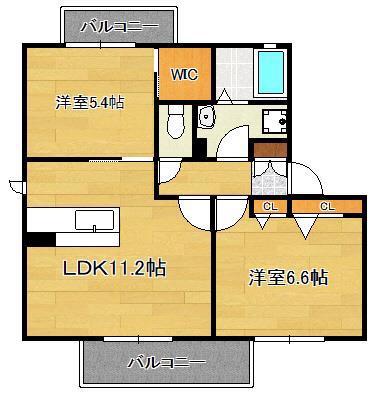 シャーメゾンTAKENO(2LDK/2階)の間取り写真