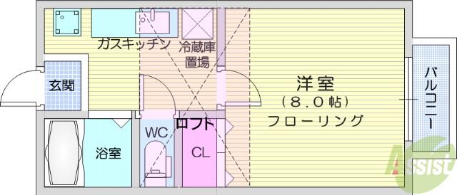 アヴァンセ富沢南三番館(1K/1階)の間取り写真