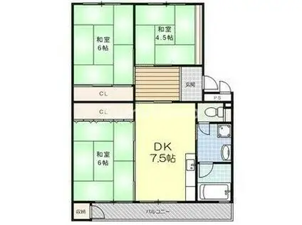 須磨一ノ谷グリーンハイツG棟(3DK/4階)の間取り写真