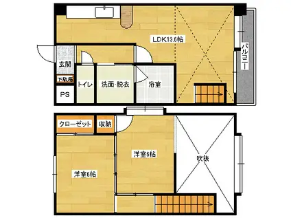 裕紀マンション(2LDK/5階)の間取り写真