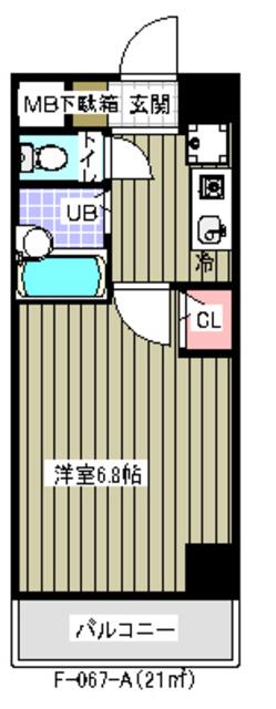 LASANTE浦安(1K/6階)の間取り写真