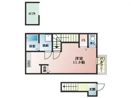 あんしん三宅08-1038(ワンルーム/2階)の間取り写真