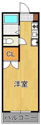 ロイヤルハイツ折尾2号館(ワンルーム/1階)の間取り写真