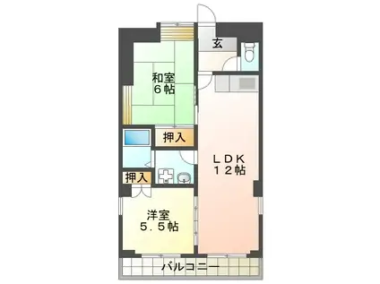 ヴィユー歌敷山(2LDK/1階)の間取り写真