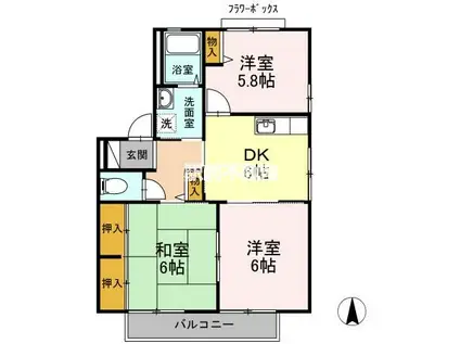 メゾンドヴェール和幸B棟(3DK/2階)の間取り写真