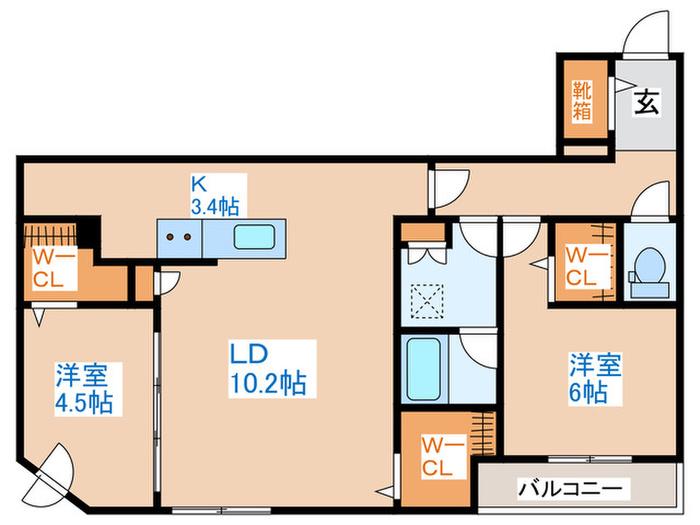 アルファスクエアS17(2LDK/4階)の間取り写真