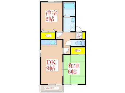 セジュールシャルダン(2DK/1階)の間取り写真