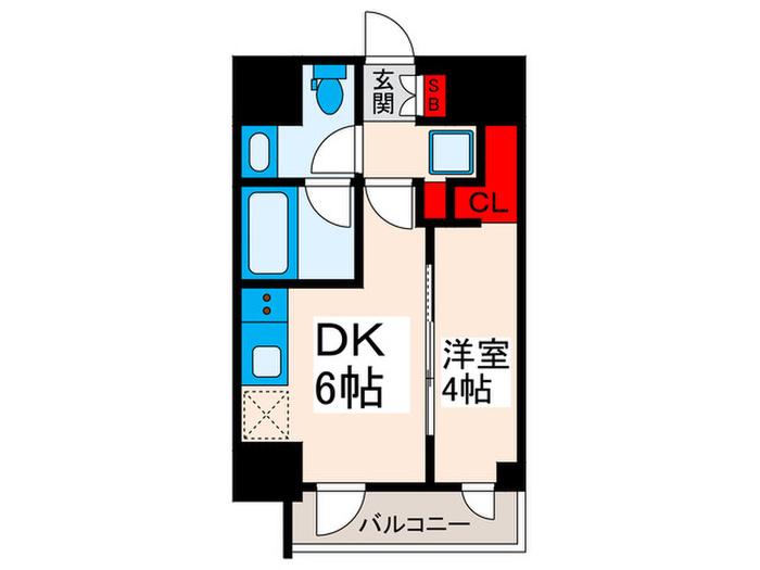 ジオエント町屋(1DK/5階)の間取り写真