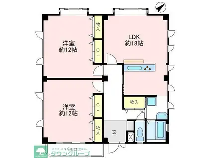 ヤミゾビル(2LDK/3階)の間取り写真
