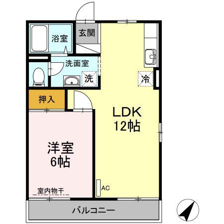 メゾン岡村(1LDK/2階)の間取り写真