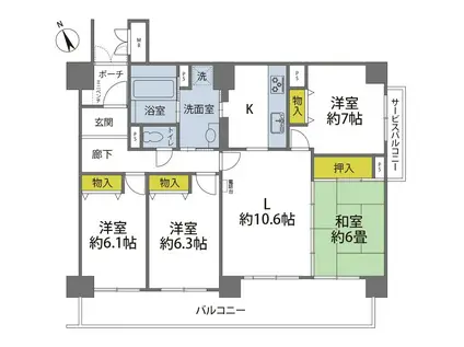 リバライン井高野2号棟(4LDK/5階)の間取り写真