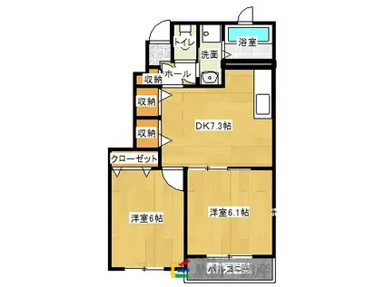 メゾン・ド・ブリアンC(2DK/1階)の間取り写真