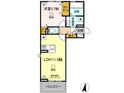 モルトグラッソ(1LDK/3階)の間取り写真