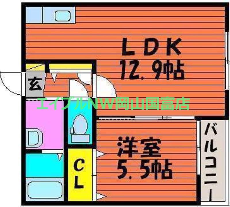 ラ・パルテール金岡東町 壱番館(1LDK/2階)の間取り写真