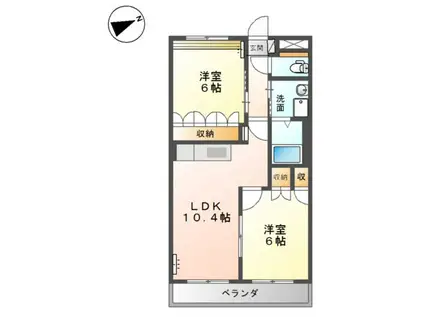 ルノアール(2LDK/2階)の間取り写真
