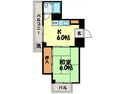 シティハイツ浦田(1DK/3階)の間取り写真