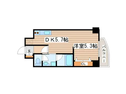 しゃとれ小松島(1DK/5階)の間取り写真