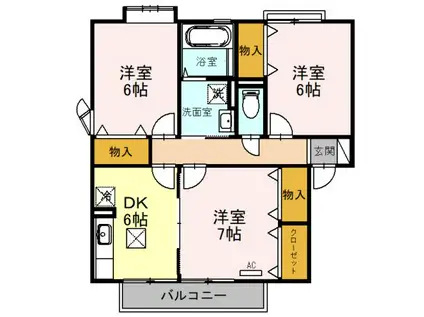 アザレアパークL棟(3DK/1階)の間取り写真
