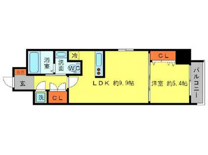 アーデン京町堀イースト(1LDK/2階)の間取り写真