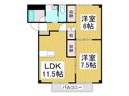 ONES(2LDK/2階)の間取り写真