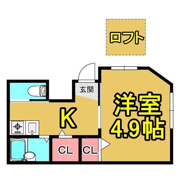 シェスム野江(1K/2階)の間取り写真