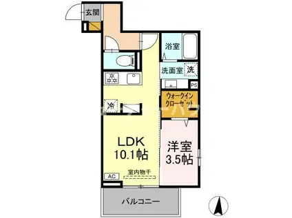 メゾングレイス(1LDK/2階)の間取り写真