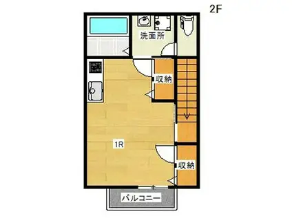 リガーレ天神西(ワンルーム/2階)の間取り写真