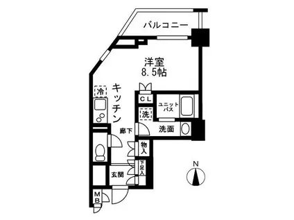 レジディア中落合(ワンルーム/4階)の間取り写真