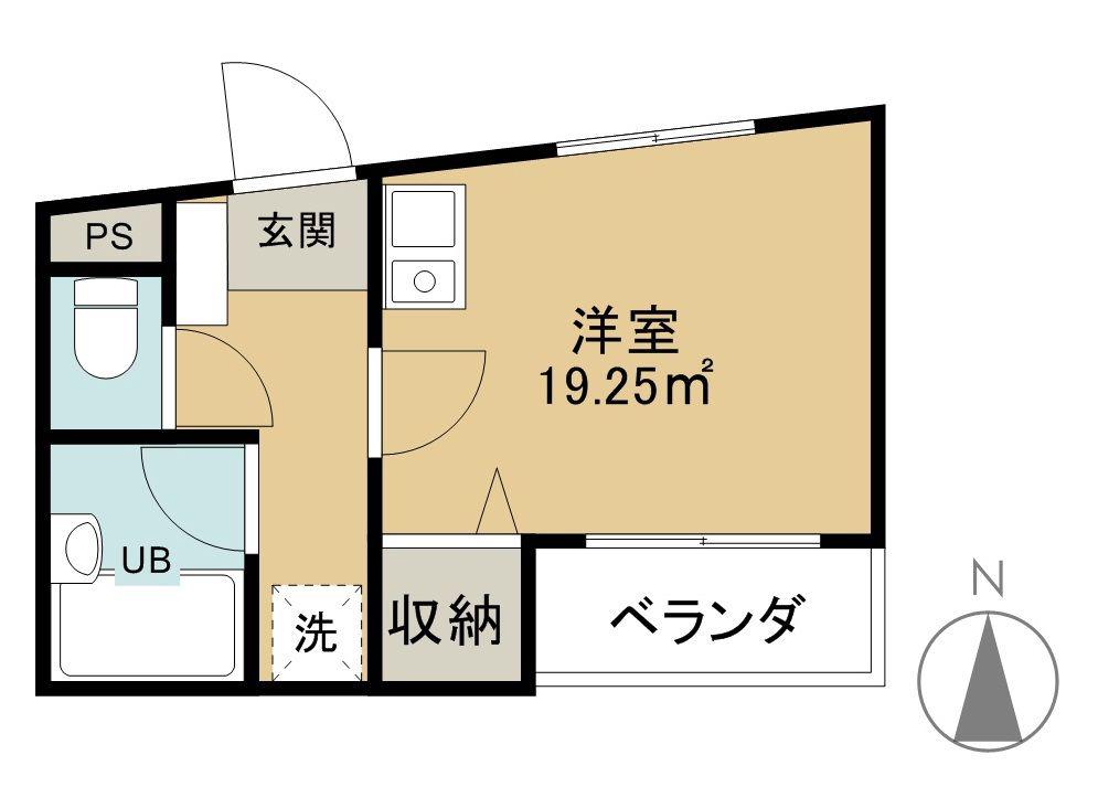 モンシャトー参番館(ワンルーム/2階)の間取り写真