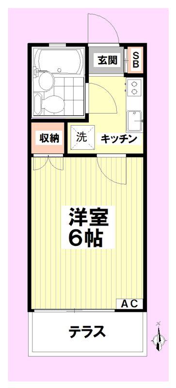 武蔵野ハイツ(1K/1階)の間取り写真