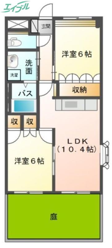 PALAZZO DI LUNA(2LDK/1階)の間取り写真