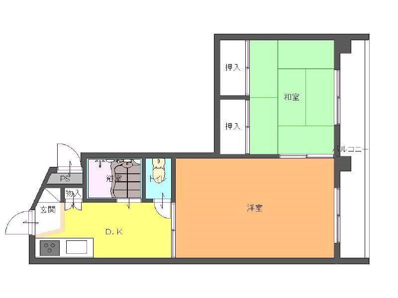 フォルテ今治(2K/2階)の間取り写真