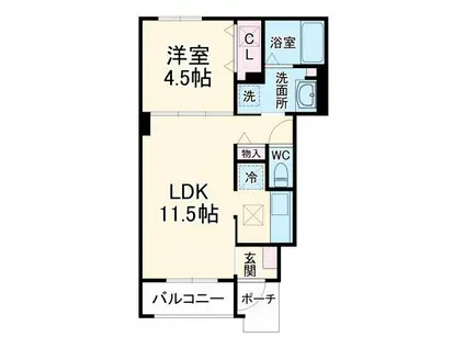 CHAMP DE FRAISES(1LDK/1階)の間取り写真