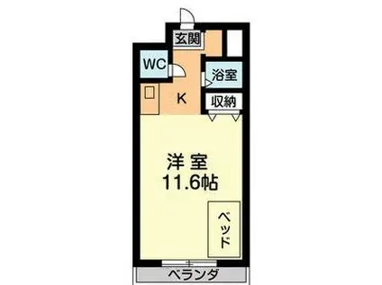 VIP-IN太平洋ノースヒルズ(1K/3階)の間取り写真