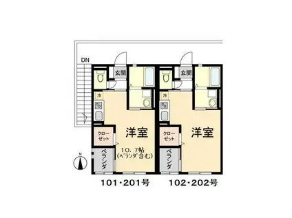 DONGURI HEIM(ワンルーム/1階)の間取り写真