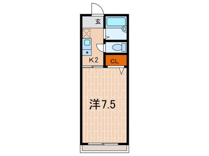 アミスタY2(1K/2階)の間取り写真