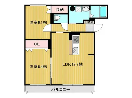 グランソレイユ屯田(2LDK/3階)の間取り写真