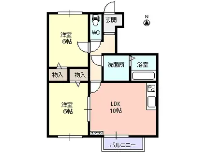 パーク・ヴィレッジII A棟(2LDK/1階)の間取り写真