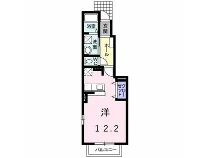 ビアンカンパーニュ B(1K/1階)の間取り写真