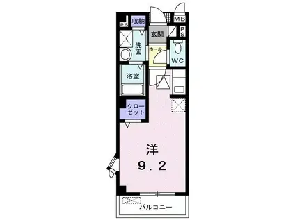 サンパティエコート(ワンルーム/1階)の間取り写真