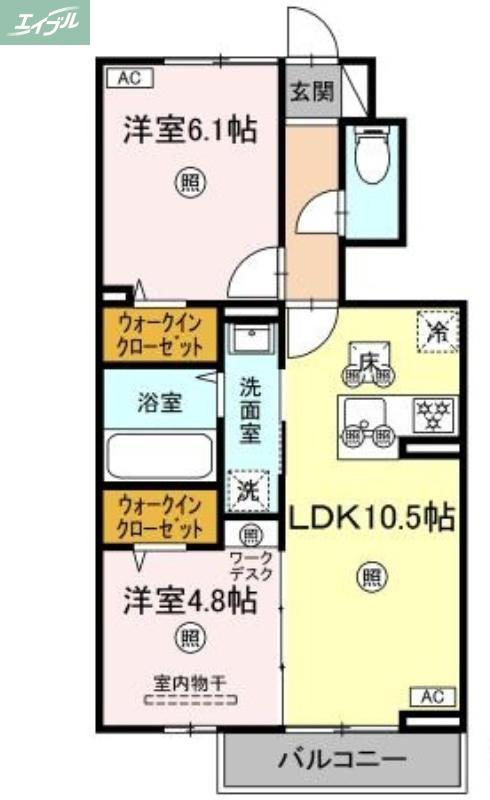 セレスト ブルー(2LDK/1階)の間取り写真