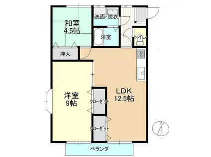 マンションルーブランB棟(2LDK/2階)の間取り写真