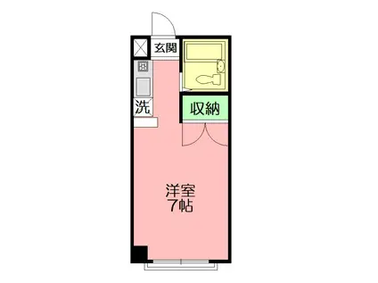 レインボーハイツ(ワンルーム/2階)の間取り写真