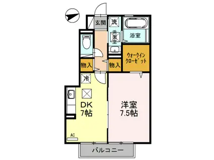 パルテール小雑賀(1DK/1階)の間取り写真