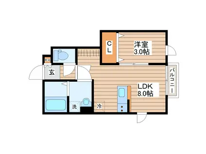 デュマンB(1LDK/1階)の間取り写真