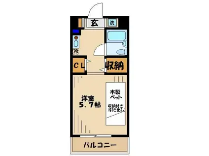 サングリーン南大沢(1K/3階)の間取り写真