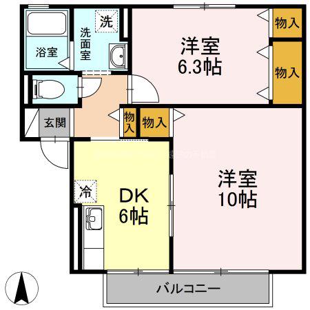 ヴィラ・隆光(2DK/2階)の間取り写真