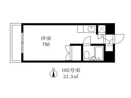 ロッキーヒルズ自由が丘(1K/1階)の間取り写真