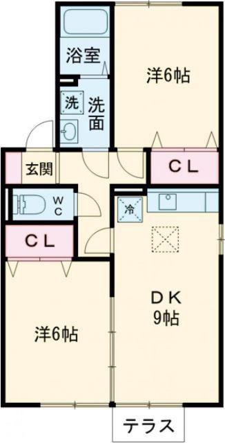 ホクトA(2DK/1階)の間取り写真
